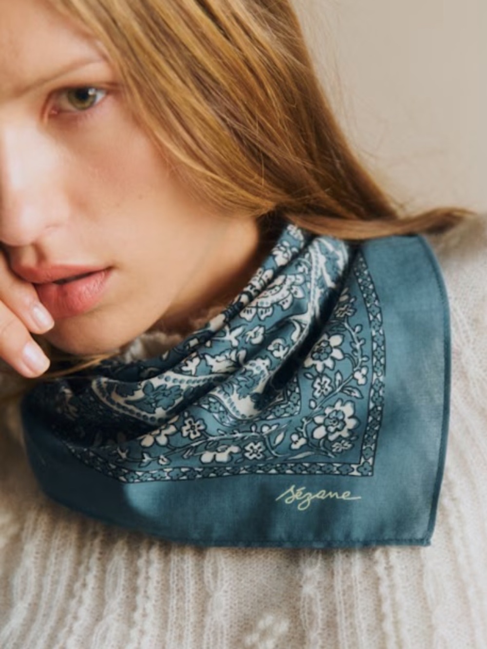 Sezane Gaston Scarf Sara Blue Vintage NWT